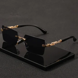 Rimless Sunglasses Rectangle Women Men